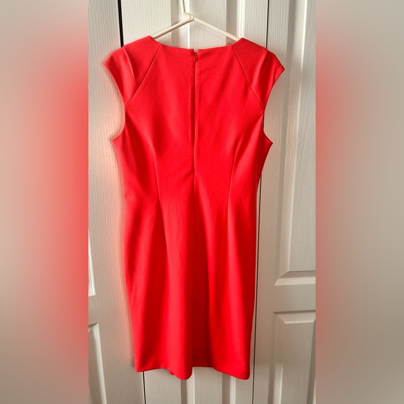 Calvin Klein Women’s Size 12 Coral Pink Sleeveless Shift Zip Up Ruching Dress - Picture 5 of 5